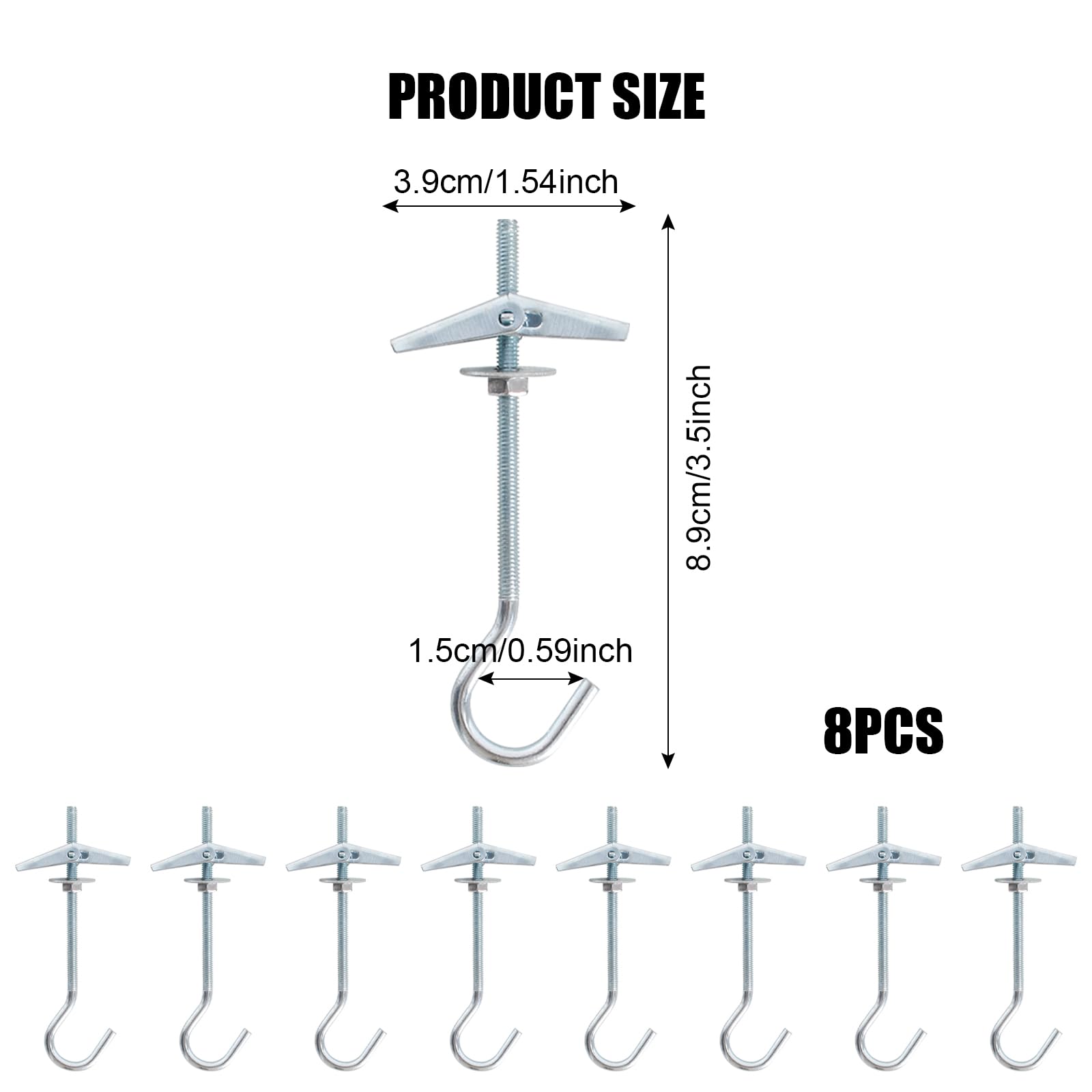 8Pcs Wing Spring Toggle Hook, Ceiling Hooks Plasterboard - Image 2