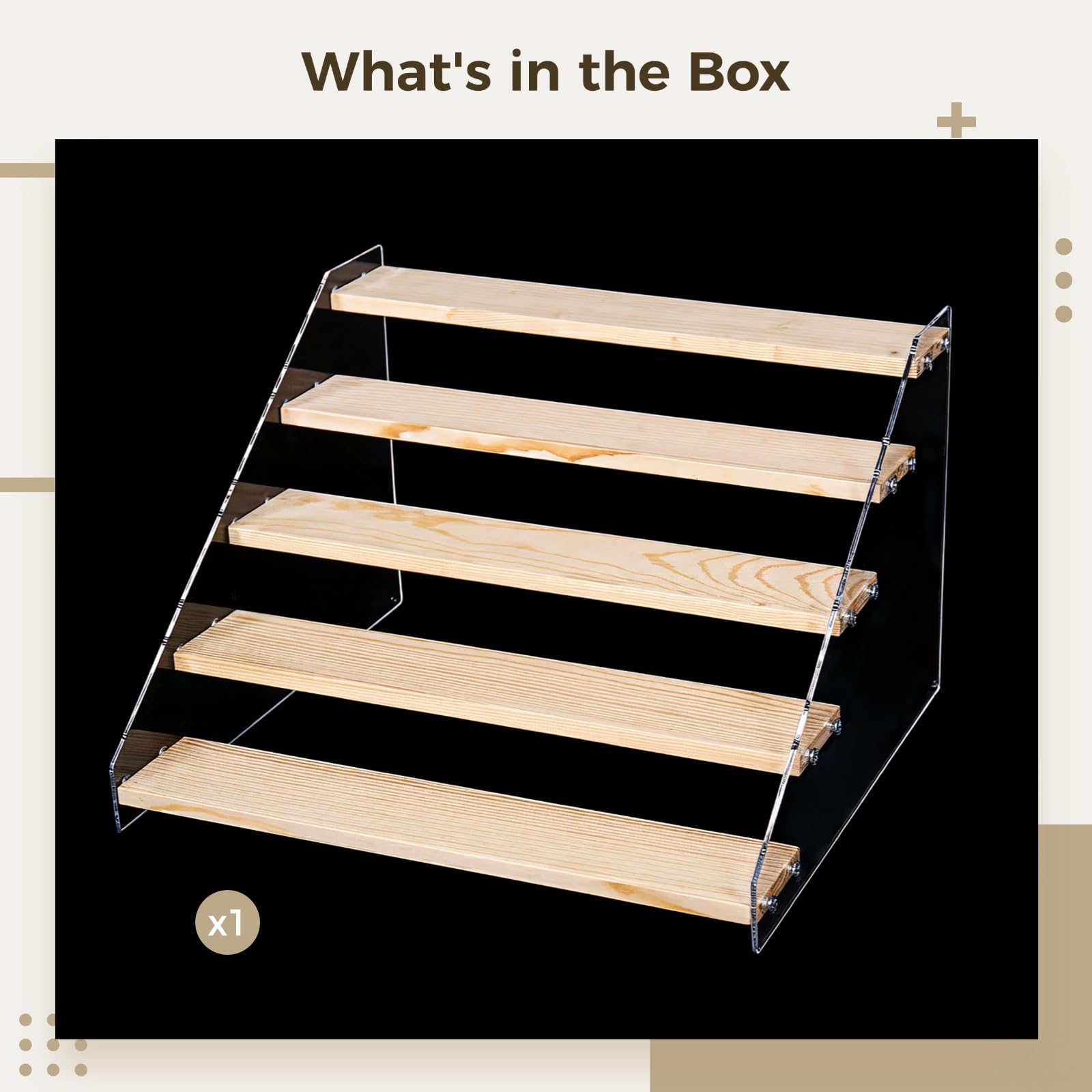 Generisch Portaspezie in acrilico a 5 livelli con ripiano in legno, organizer verticale per armadio, portaspezie verticale per piano di lavoro della cucina