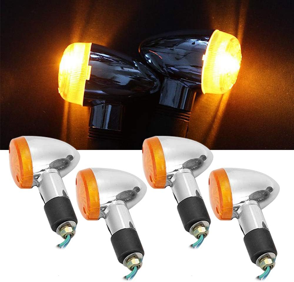 Motorcycle Turn Signals 4pcs Universal Front Rear Turn Signal Lights for Honda Harley Kawasaki Suzuki Yamaha Motorcycle Street Standard Custom Bike Cruiser Bobber Chopper