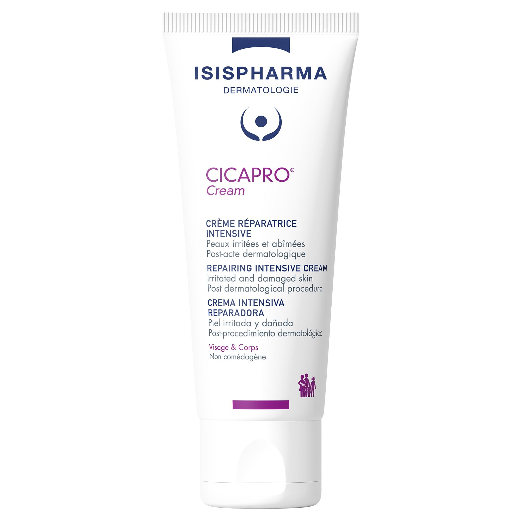 ISISPHARMA CICAPRO Cream 40 ml - Crème réparatrice apaisante hydratante - Visage et Corps - Peaux Irritées et Abîmées - Post-​acte dermatologique - Sans parfum - Fabrication Française