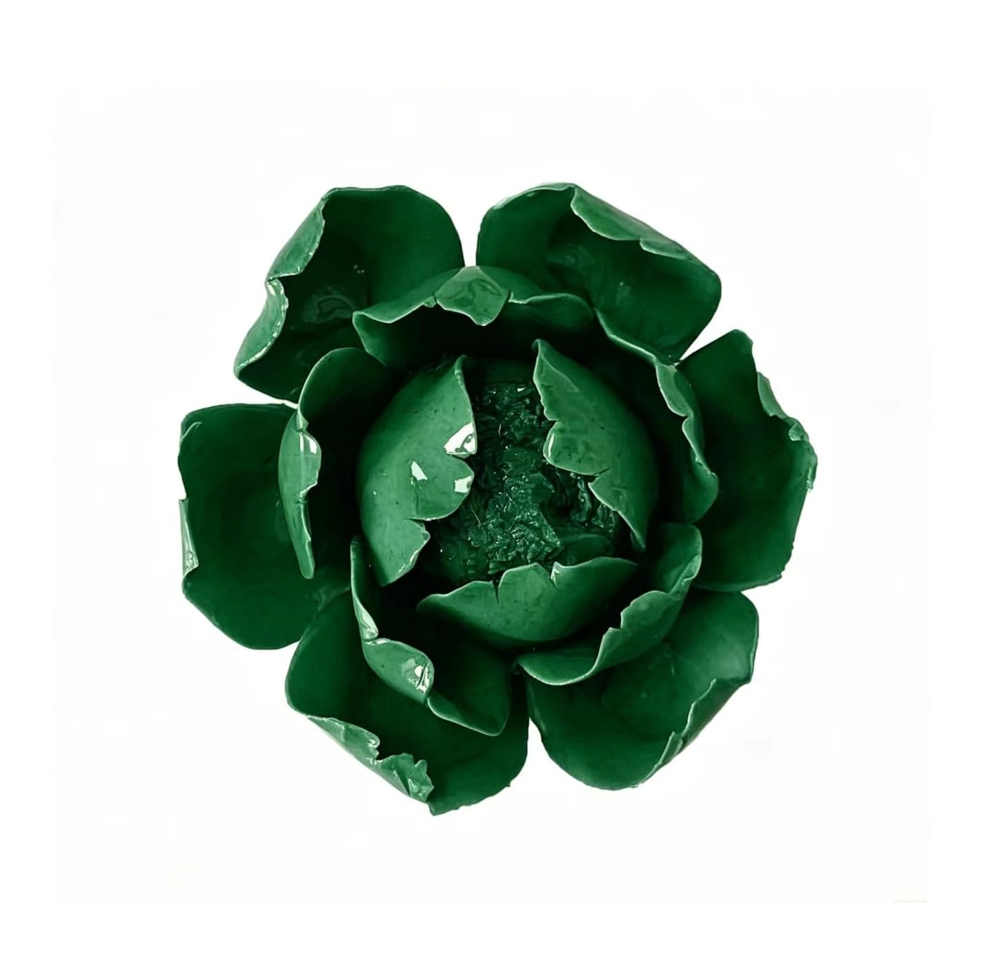 Dark Green,Peony Flower Bud, 3.16",Ceramic Flower Wall Art Decor, Artificial Flower Wall Sculpture,Handmade Ceramic Flowers for Home,Hallway,Living Room, Kitchen,Bathroom