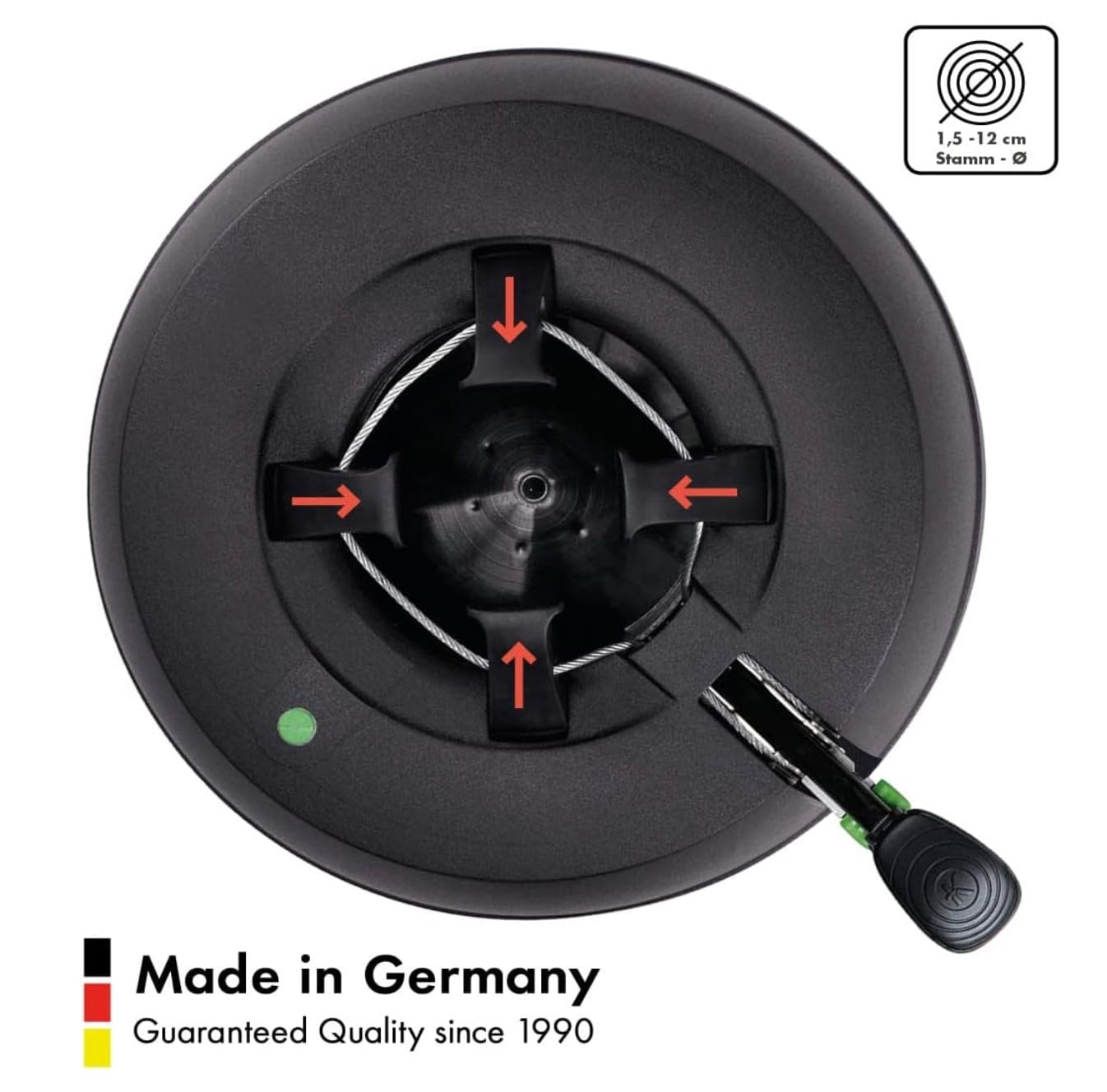 KRINNER® Green Line Comfort Grip S Recycling Christbaumständer Weihnachtsbaumständer inkl. Fußpedal Einseiltechnik mit 3 Liter Wassertank für Baumhöhe bis 2,3m Made in Germany 94219, Schwarz