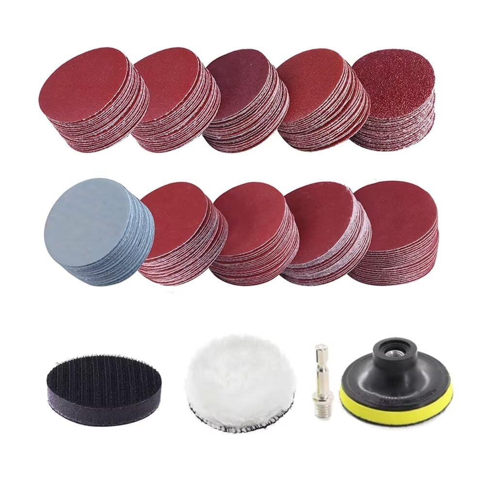 120Pcs 50mm Sanding Disc 2 Inch 60-3000 Grit Sandpapers Sanding Pads Kit For Drill Grinder Rotary Tools With Soft Foam Buffering Pad and M10 Backer Plate for Car Wood Metal Mirror Jewelry