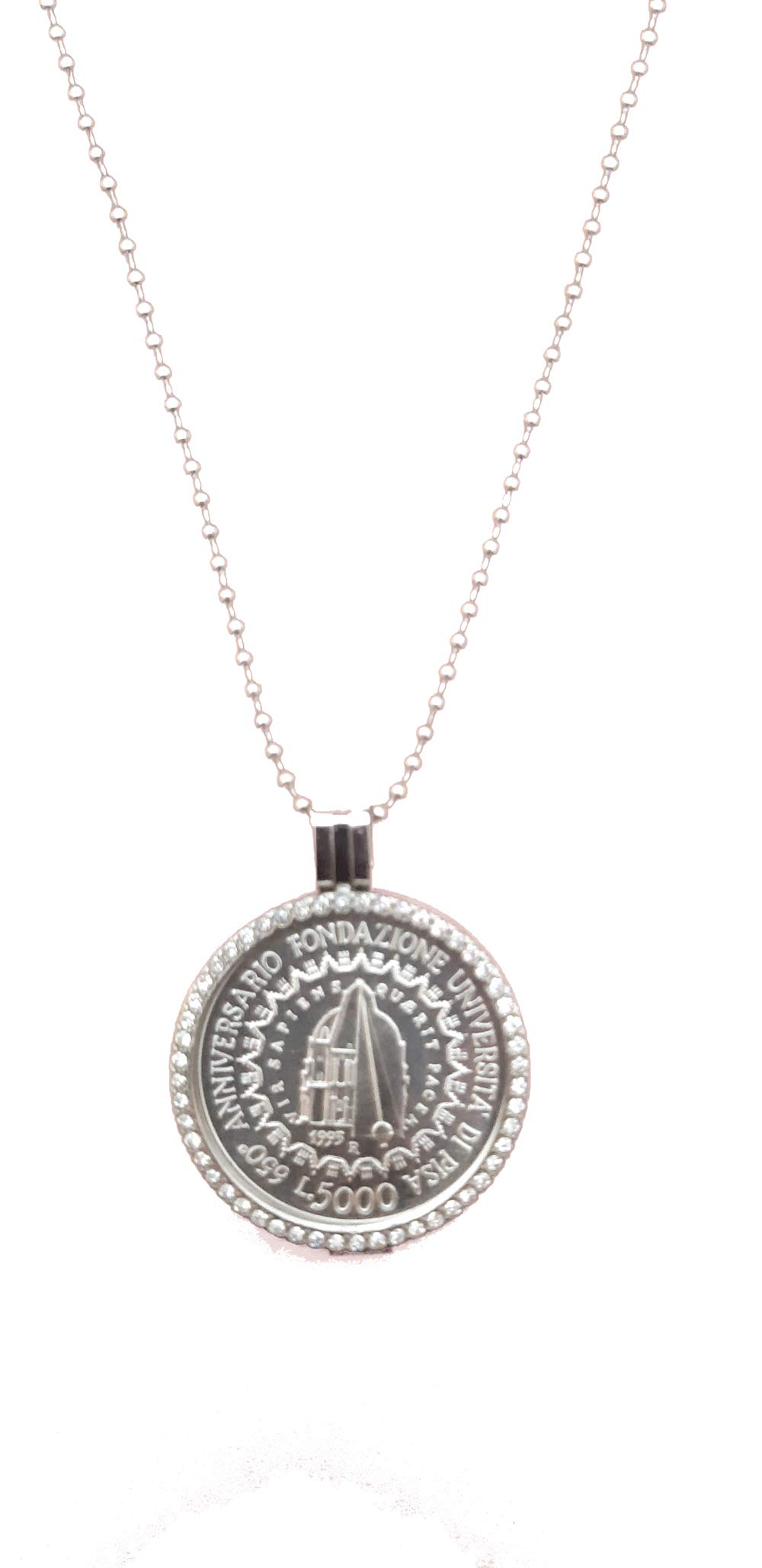 Colgante genérico de monedas de 500 libras de plata 1993 collar 90 cm original