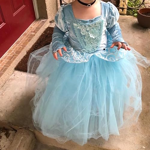 Vista 5 de KIOMI - Disfraz de princesa de Cenicienta para niñas pequeñas, Halloween 2-11T