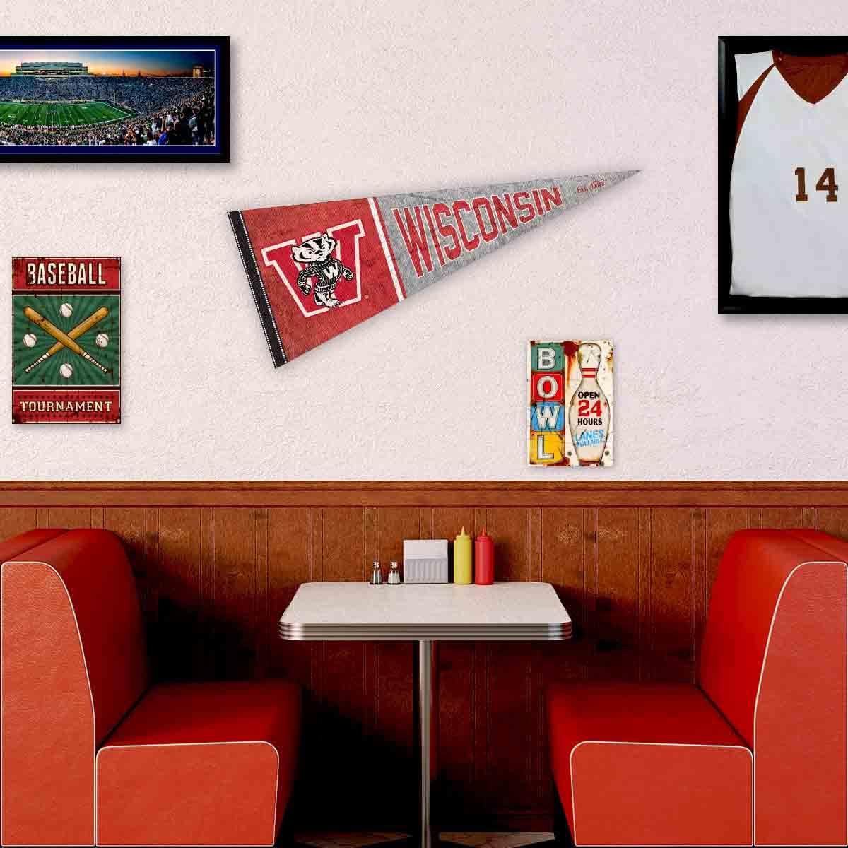 Wisconsin Badgers Pennant Throwback Vintage Banner - Image 3
