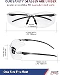 Safety Verres 3 Conditionnement Effacer & #160;: ANSI Z87.1 Lentille certifiée en polycarbonate anti-rayure UV Protection pour la construction & Cyclisme, Travail du bois & Lab Lightweight Sofety Nez Pad Unisexe