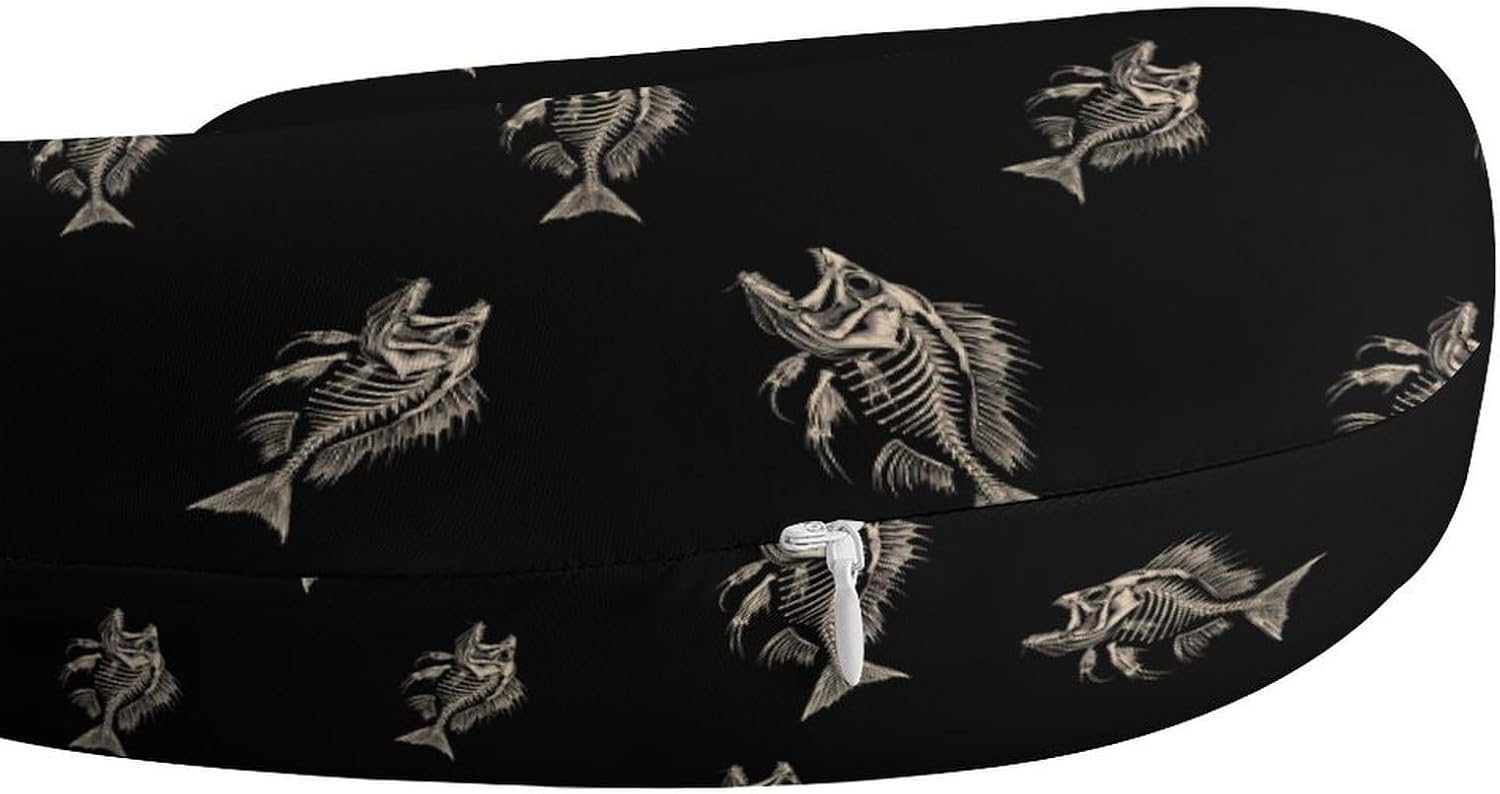 Skeleton Beautiful Fish Funny Travel Pillow U Shaped Memory Foam Neck Pillows Portable for Flight Car Home Office