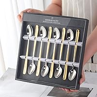 Vista 7 de YDware - Juego de cucharas de té helado de mango largo, cucharas doradas de cambio gradual de 7.87 pulgadas, cucharas de cóctel de acero inoxidable