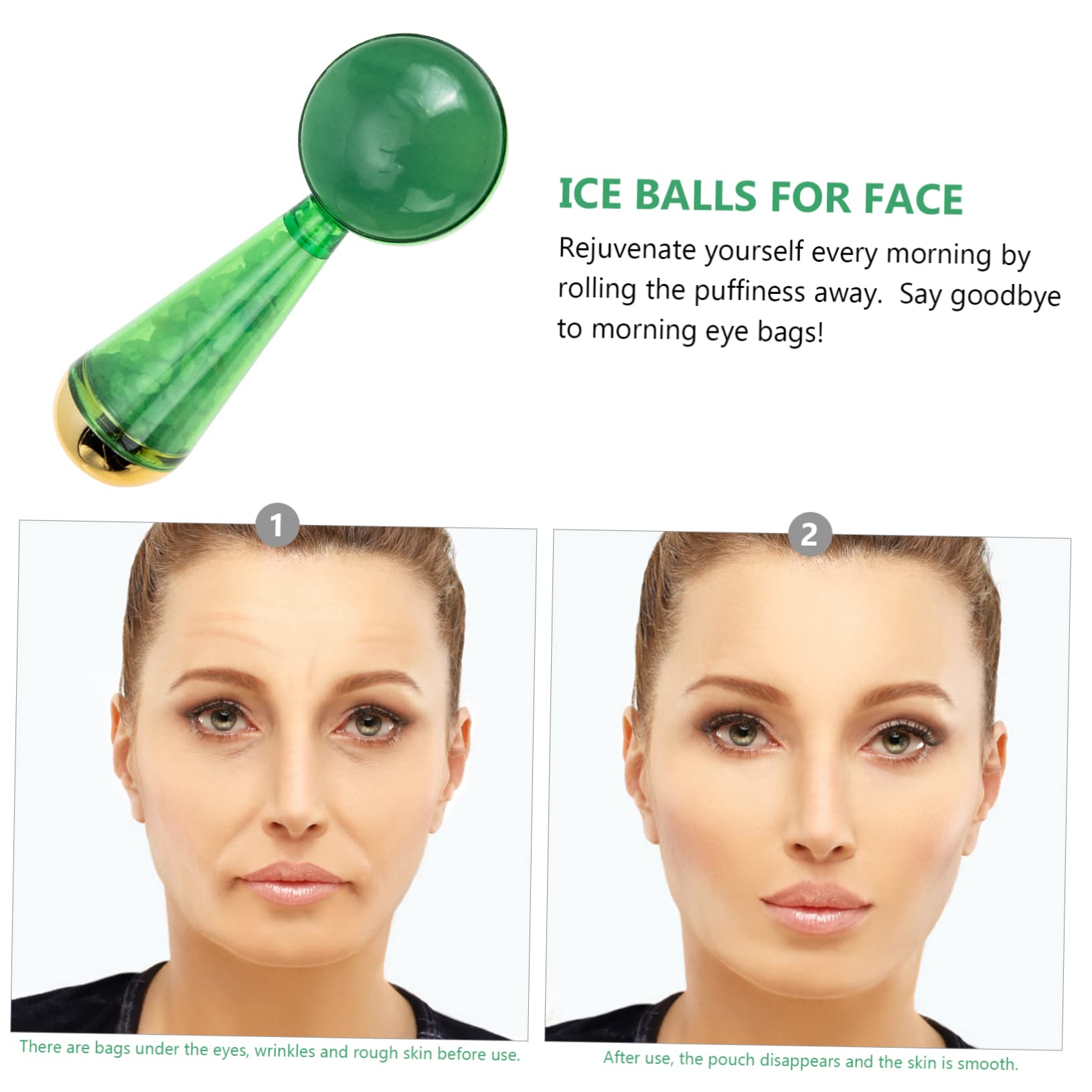 WOONEKY Rodillo Ayuda de y Verde Hielo para Jade Masaje Facial Cuidado Desinflamar del Rostro Uso en Casa y Viaje