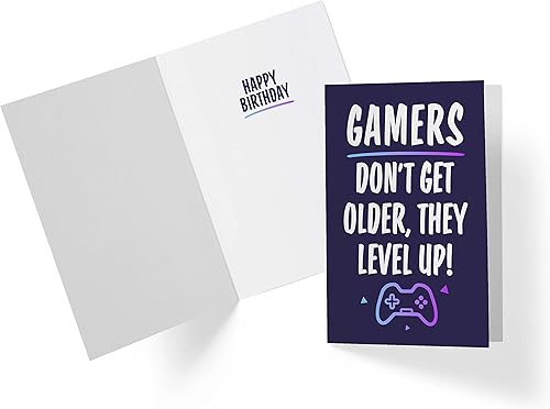 Miniatura 2 de Tarjeta de cumpleaños para jugadores para hombres y mujeres, tarjeta de feliz cumpleaños individual grande de 5.5 x 8.5 pulgadas para él o ella,