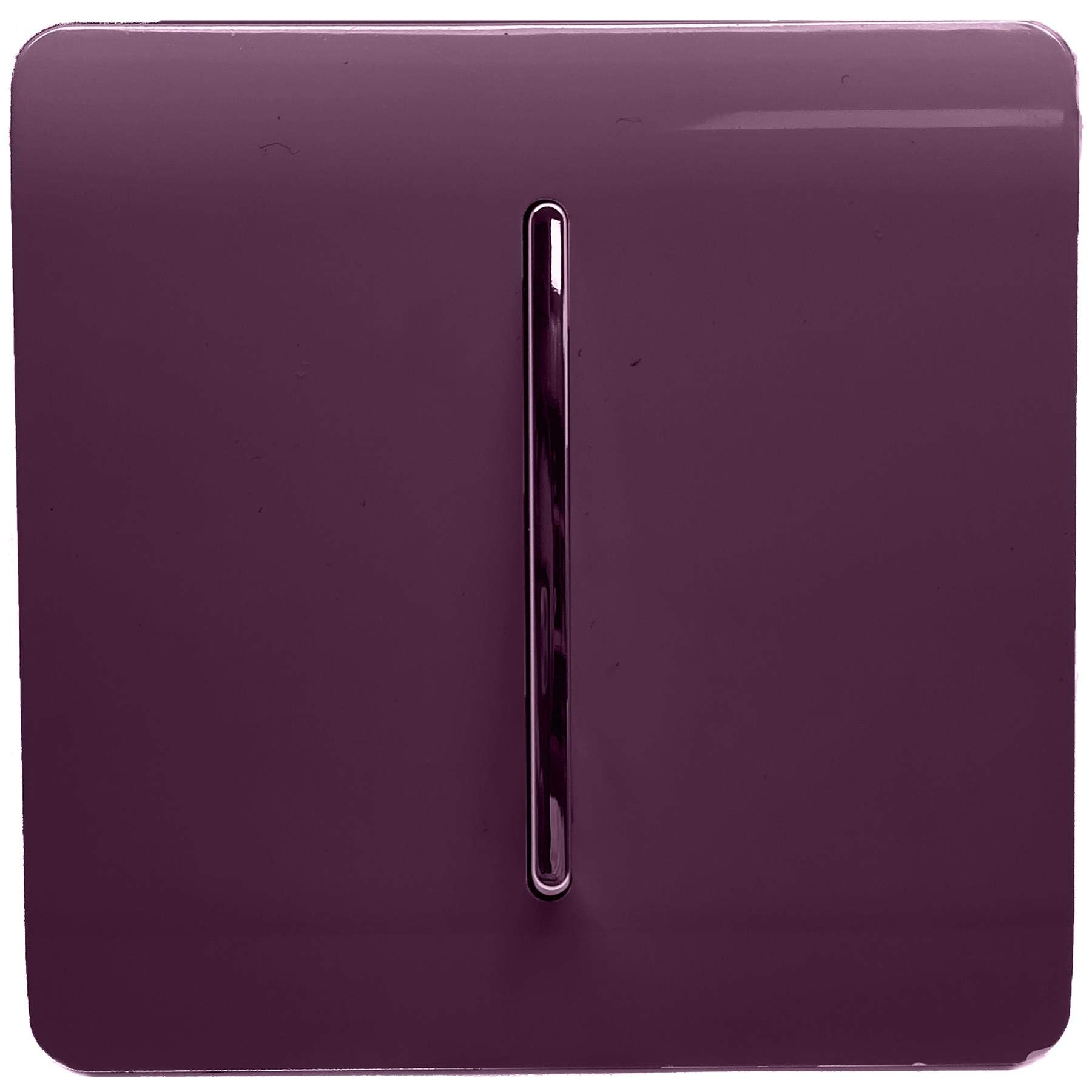 Trendi Switch 1 Gang Intermediate Rocker Light Switch - Plum Purple - Screwless Plate - Chrome Rocker - 10amp