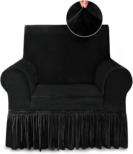 NICEEC Funda para Sillón Súper Suave de 1 Pieza Negro Funda Elástica Universal de Spandex Fundas para Sofá para Sala de Estar Fácil Ajuste Lavable