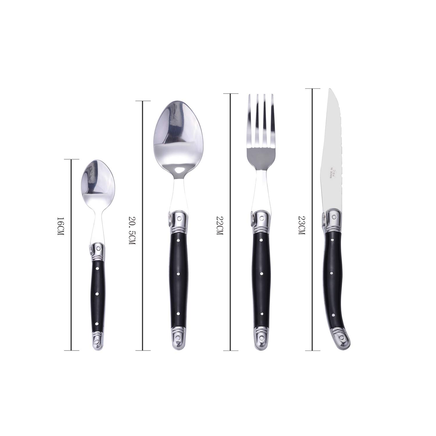 LAGUIOLE - Ménagère Laguiole 24 pcs noir et blanc - Chic et classe - Acier inoxydable