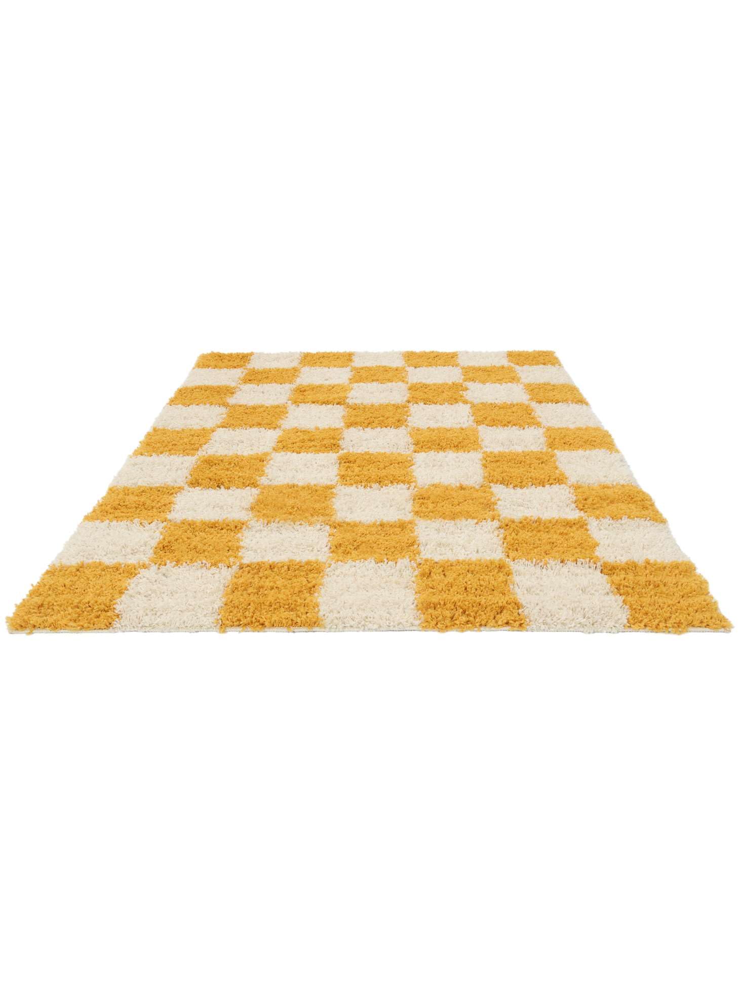 RugVista Chessie, Teppich, 140 x 200 cm, Rechteckig, Hoher Stapel, Wohnzimmer, Schlafzimmer, Nur chemische Reinigung, Oeko_tex_100, Gelb/Off Weiß