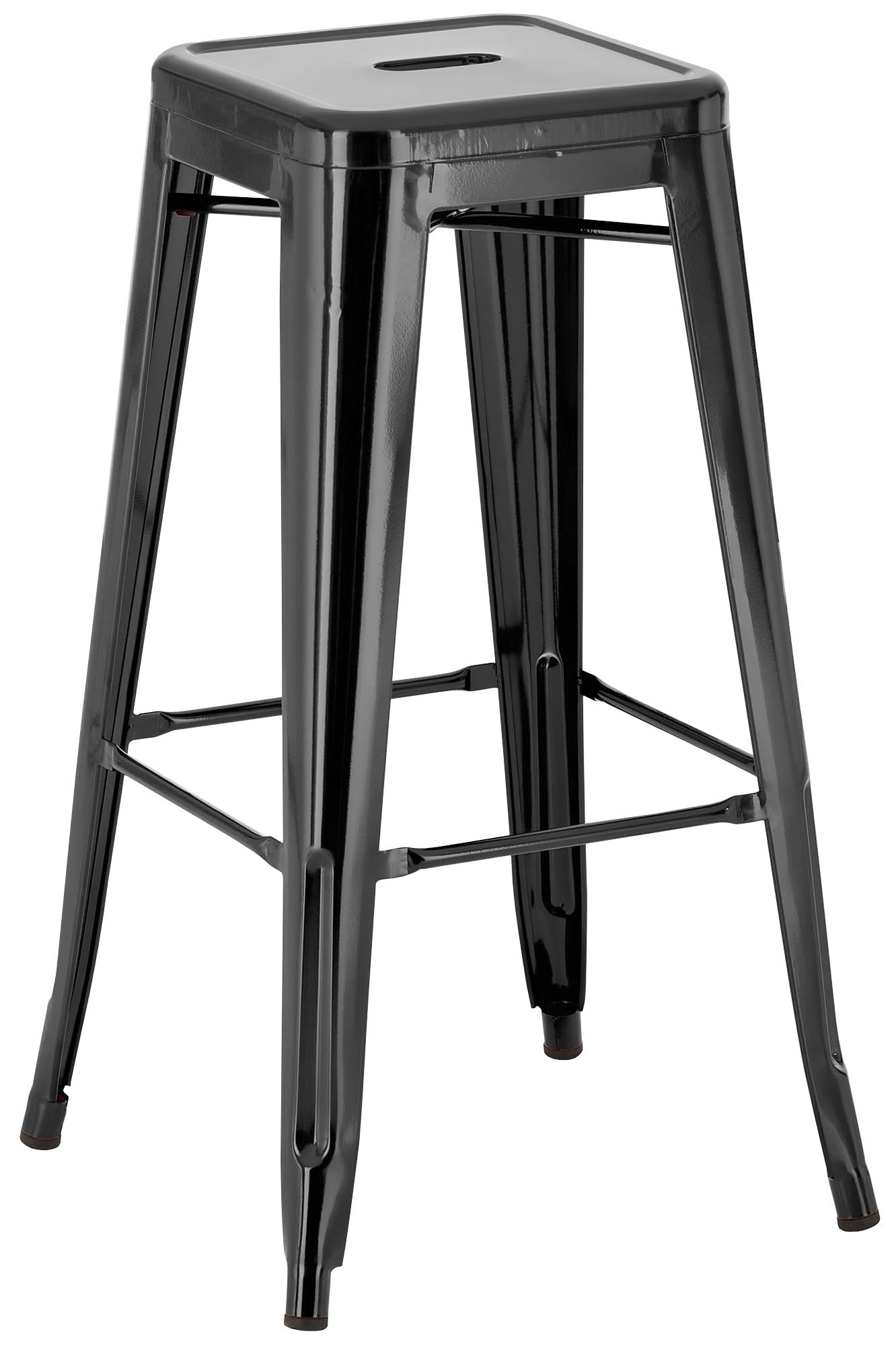 CLP Sgabello da Bar Joshua I Sgabello da Bar impilabile in Metallo I Sgabello da Bar con poggiapiedi I Altezza della Seduta 76 cm I Sgabello impilabile, Colore:Nero
