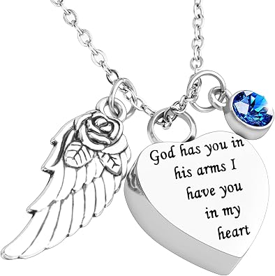 Cremation Urn Necklace for Pet Dog Cats with Birthstone Crystal, Heart Silver Locket Stainless Steel Urns Pendant Keepsake, Jewelry Keepsake Memorial Urn Necklace Ashes for Women Girls