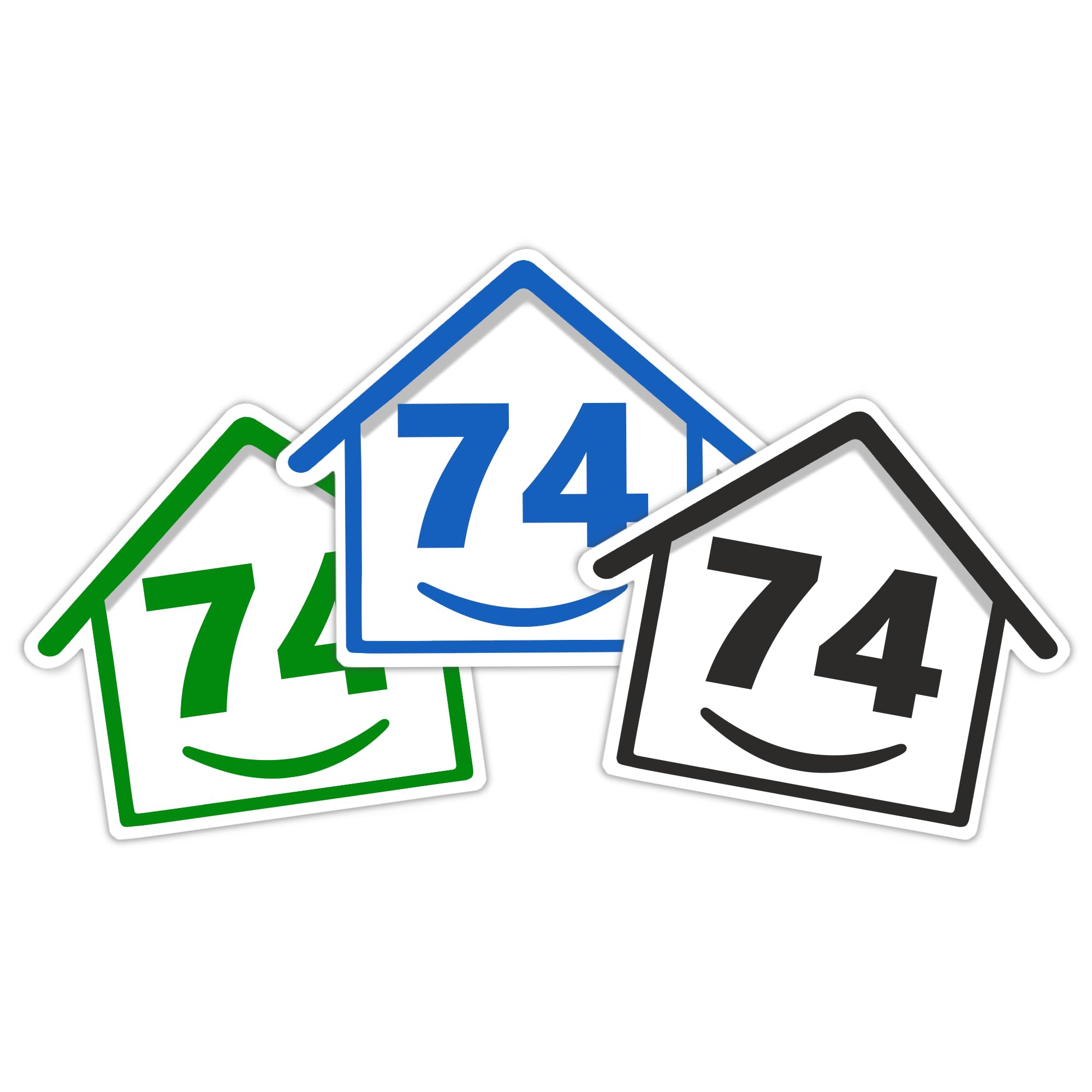 3 x Bin Numbers for Wheelie Bins, 1-99, 15cm ‘Happy House’ Colour Design Dustbin Stickers, Easy Application Stick On Number Stickers - Weatherproof Self Adhesive Vinyl – Blue, Black and Green (14) — view 76