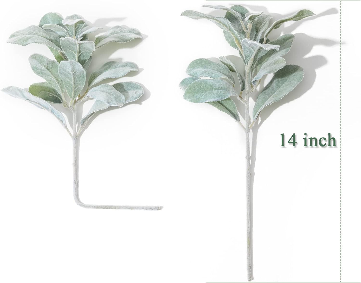 SHACOS Artificial Flocked Lambs Ear Stem 12 Pieces Lamb's Ear Branch Foliage Pick Greenery Leaf Flower Spray for Home Wedding DIY Floral Arrangement