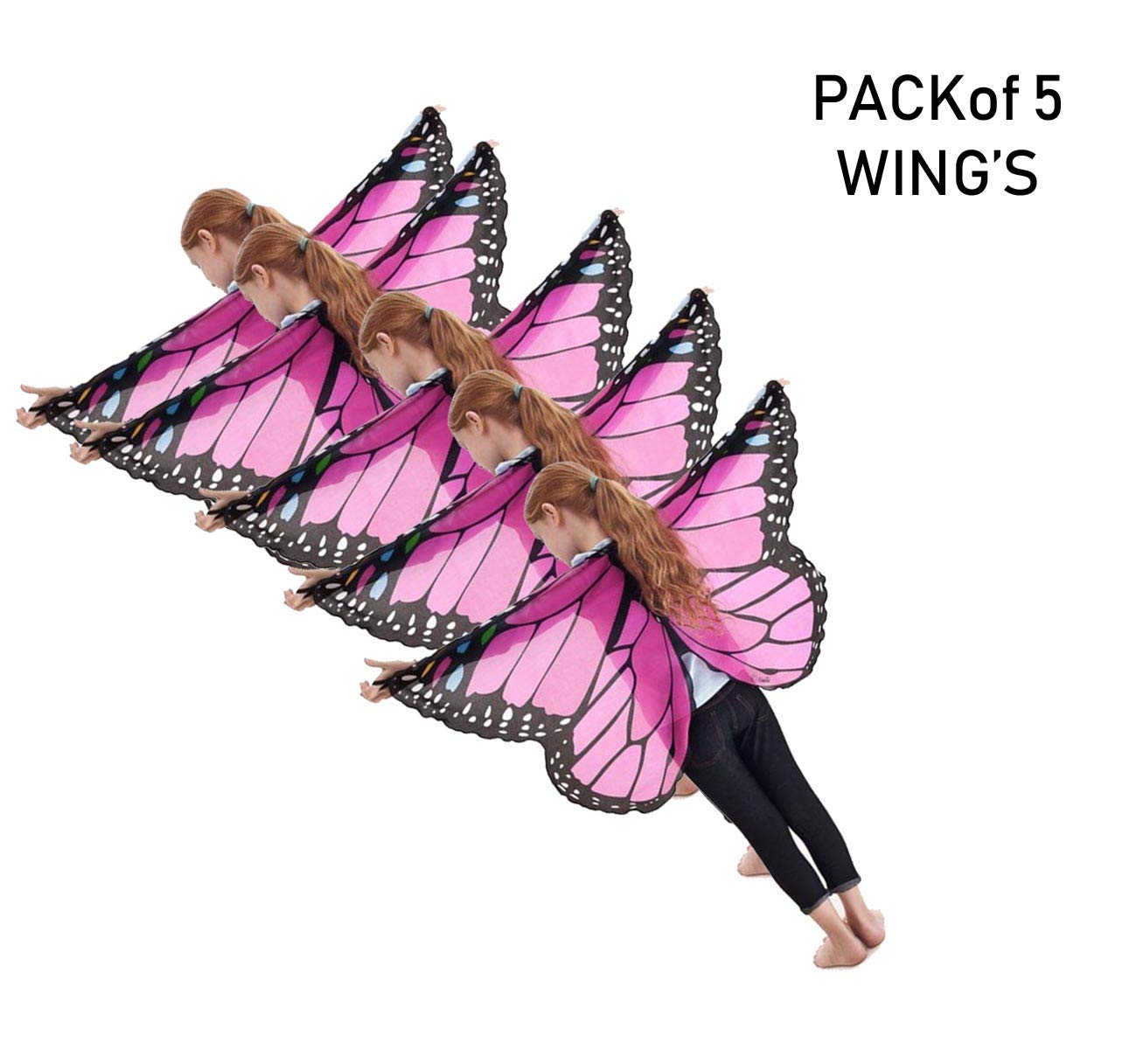 Active Elements Pack of Five Kids Fairy Butterfly Wings for Toddler Girls Princess Dress Up Costume Party Favors