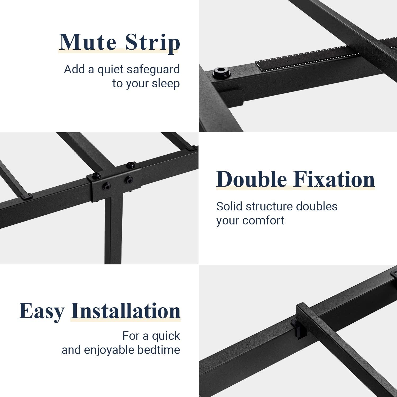 Allewie Twin Size Metal Platform Bed Frame with Modern and Vintage Style Headboard,No Box Spring Need,Easy Assembly,Noise-Free in Black