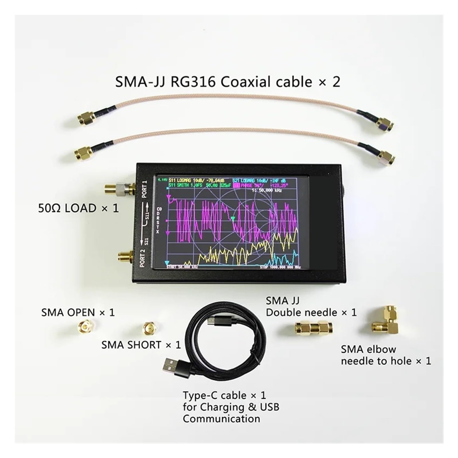 Analizator sieci 4,3-calowy wektorowy analizator anten sieciowych VNA-F VNA HF VHF UHF + IPS LCD + metalowa obudowa Wersja V3.1 Pracuj szybko i precyzyjnie