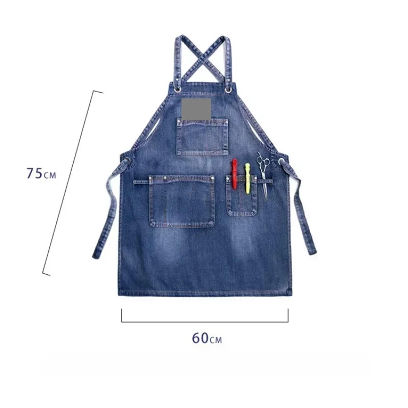Lot de 2 tabliers en jean épais avec poche for femme et homme, idéal for coiffeur, barista, café, salon coiffure pour Hommes et Femmes