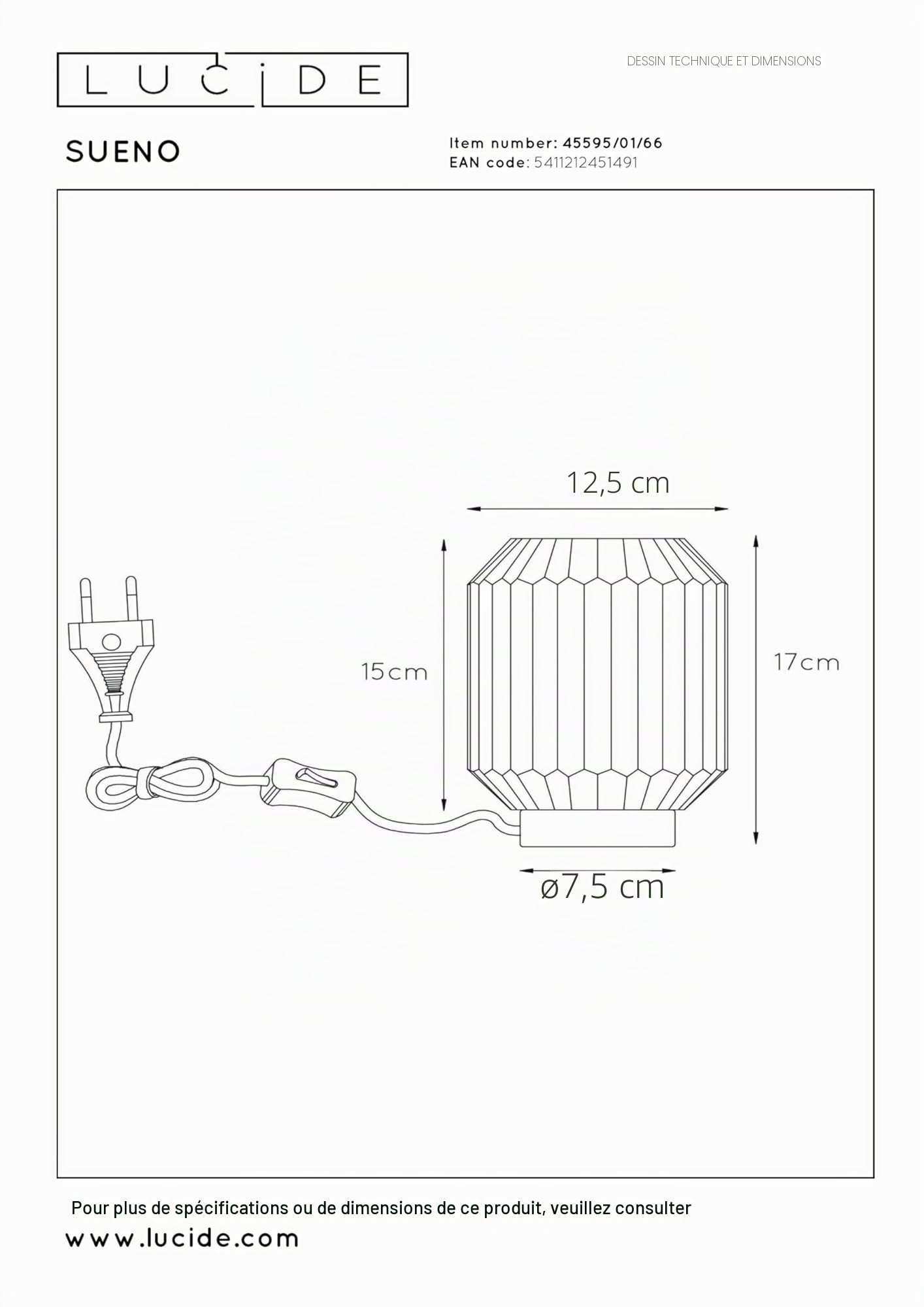LUCIDE SUENO - Lampe de table - Ø 13 cm - 1xE14 - Rose