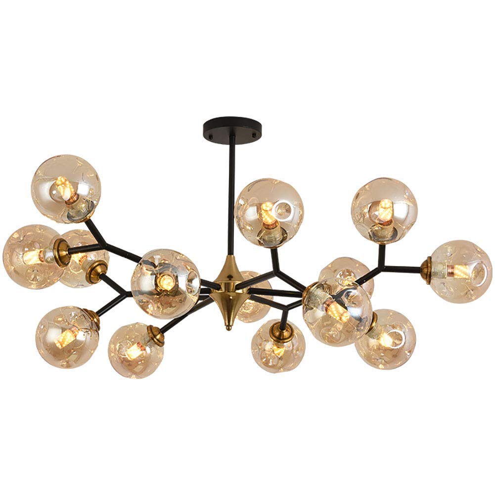 LYMSXAZOU Chandelier 15 Lights Adjustable Mid Century Industrial Ceiling Light Fixture Vintage Style Smoke Gray Perfect for Living Room & Dining Area