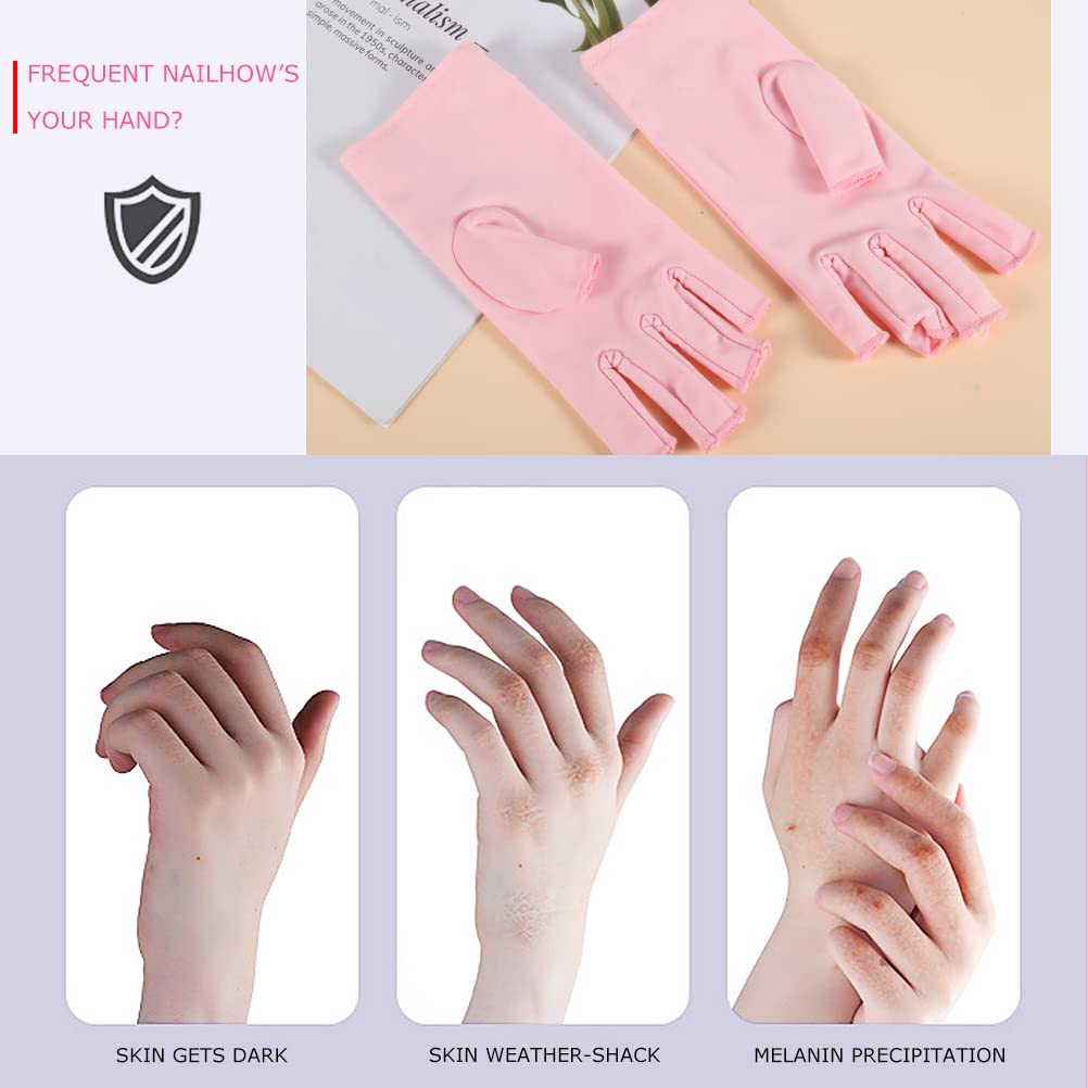 Pimoys Anti UV Gloves for Nail Lamp Light Manicure Gloves UPF50+ UV Protection Gloves Fingerless for Gel Nail Lamp Hand UV Protection Gloves
