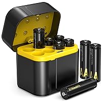 SURFOU 8Pcs 1.5V AA Lithium Batterie Ricaricabili con Caricabatterie 8 Slot