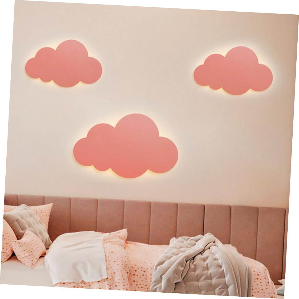Applique Murale Nuage Décorative 12w 220v PVC Rose Petit Format 30x19 Cm Éclairage Doux Chambre Garçon et Filles Salon