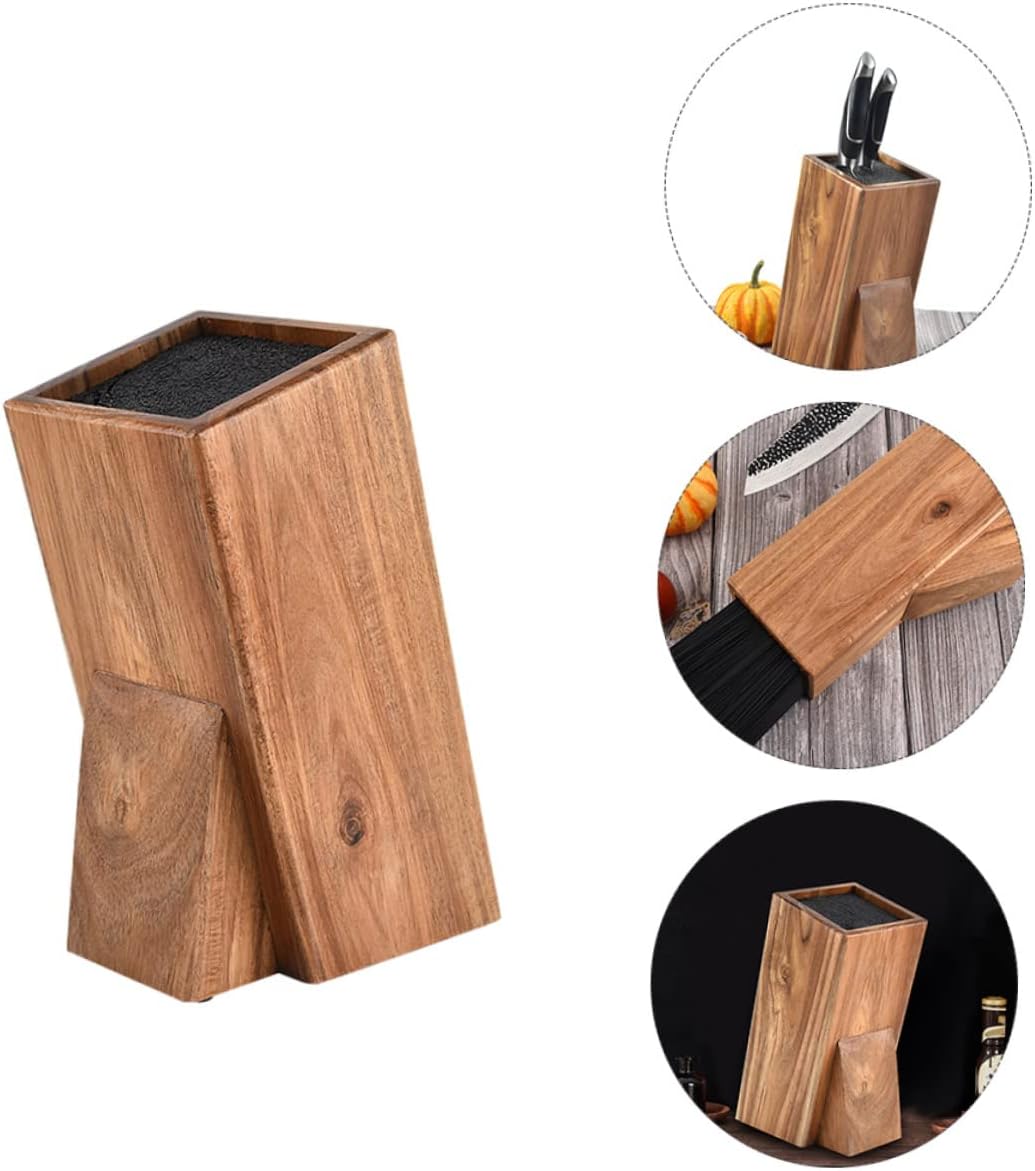 PRETYZOOM 1pc Multifunctional Knives Storage Rack Acacia Knife Holder Slot Design Sturdy Kitchen Organizer Kitchen Supply