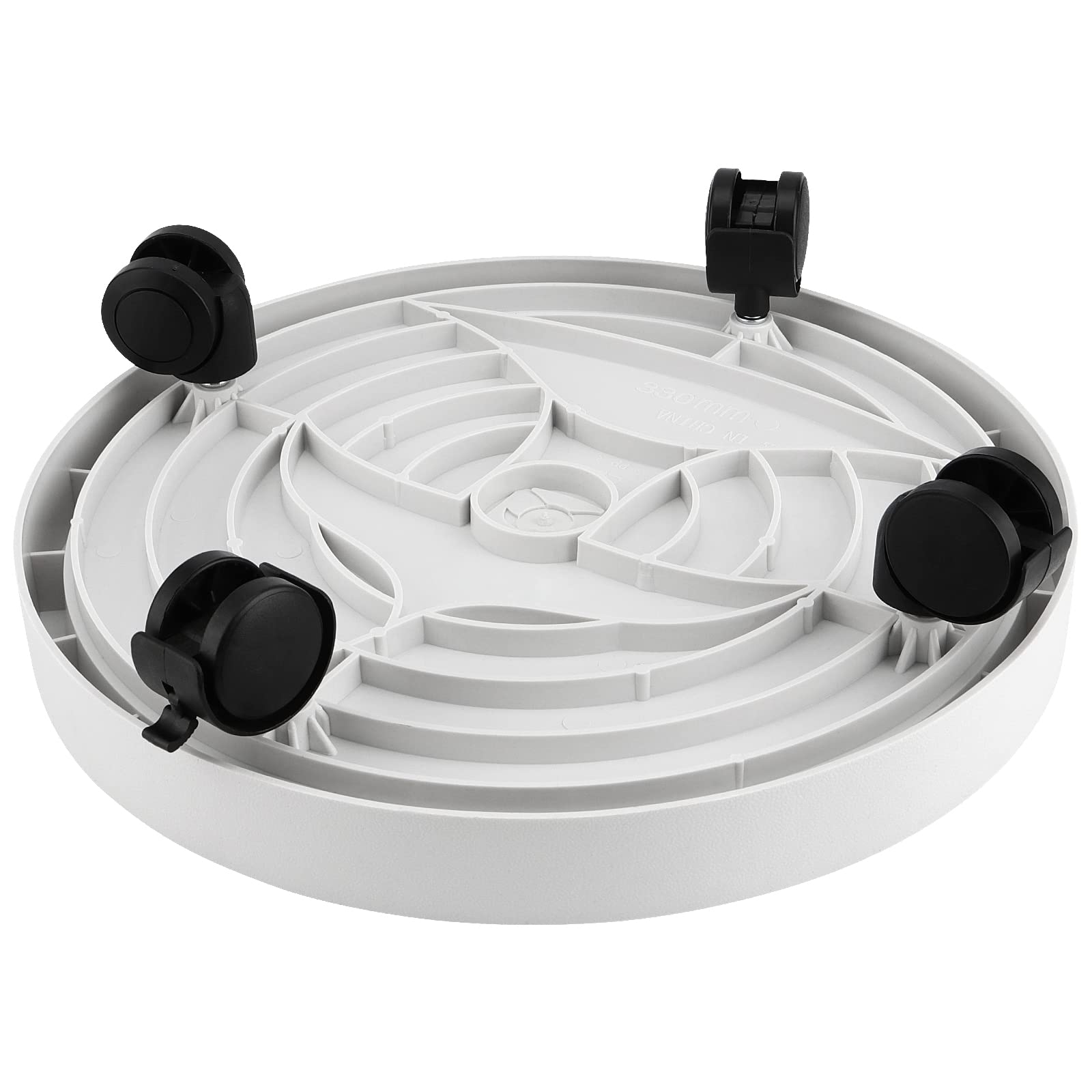 JOIKIT Lot de 4 paniers ronds de 33 cm avec 4 roues, capacité de 59,9 kg, support à roulettes pour pot de fleurs d'intérieur et d'extérieur, blanc