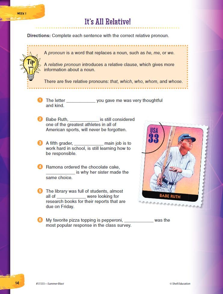 Summer Blast: Getting Ready for Fifth Grade - Full-Color Workbook for Kids Ages 9-11 - Reading, Writing, Art, and Math Worksheets - Prevent Summer Learning Loss - Parent Tips - Image 5