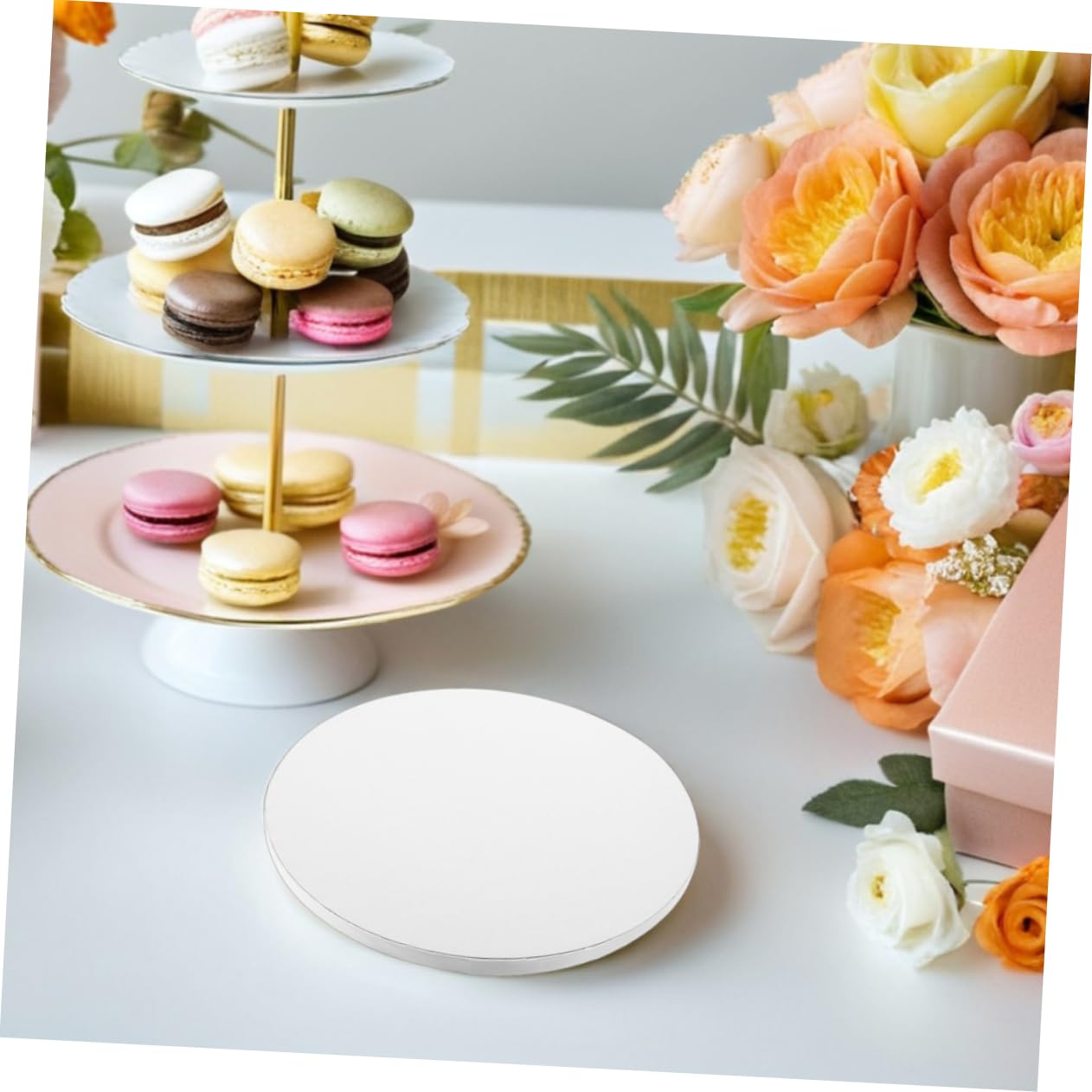 Cabilock Plateaux à Gâteaux Ronds 10 Pouces, Carton Blanc Épais, Lot de 7
