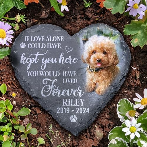Famitrendz Personalized Memorial Gifts for Pet Loss Custom Photo Pet Memorial Stone Gifts for Cat & Dog Lovers Gift for Loss of Dog Stones for Dogs Cemetery Decorations for Grave