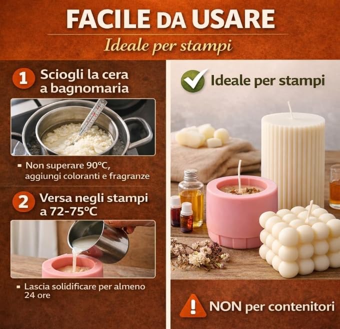 Generico Cera di Soia per Candele Kerax 4120 per Stampi – 100% Naturale Vegetale – Ideale per Candele Decorative e Fai da Te – Alta Resa Profumo – qualità Professionale Candle Making – 5 kg