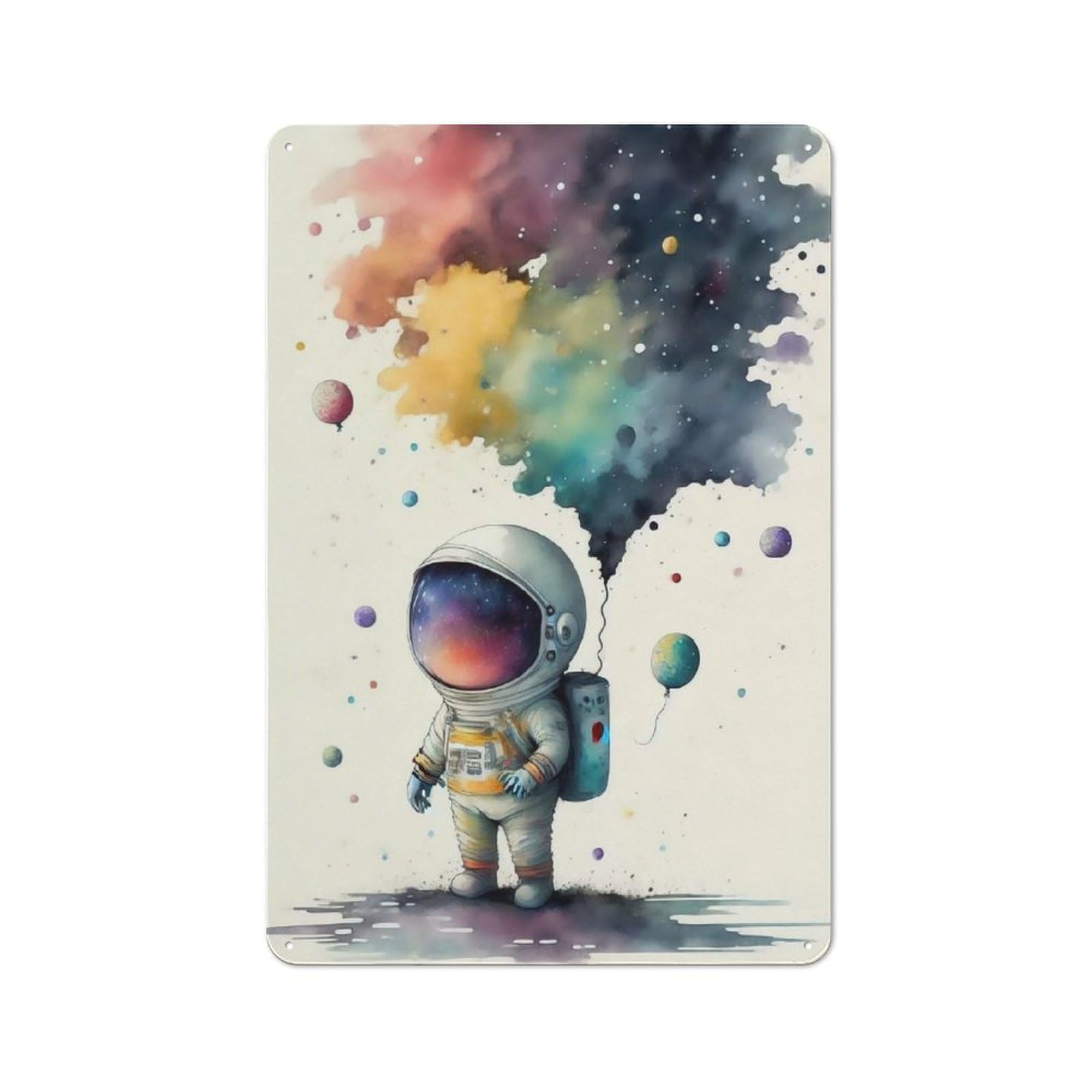 Junmoney Cute Astronaut Dreams Vintage Metal Sign 30X20cm, Bistro Style Shop Wall Decor For Tea Room, Shop Wall Or Breakfast Area