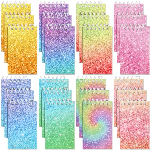 Image of Glenmal 24 Pcs Mini Notepads for Kids Party Favors Mini Tie Dye Note Pads Glitter Colorful Little Pocket Notepads for Girls Gift Classroom Rewards 20 Pages Each (Gradient Color)