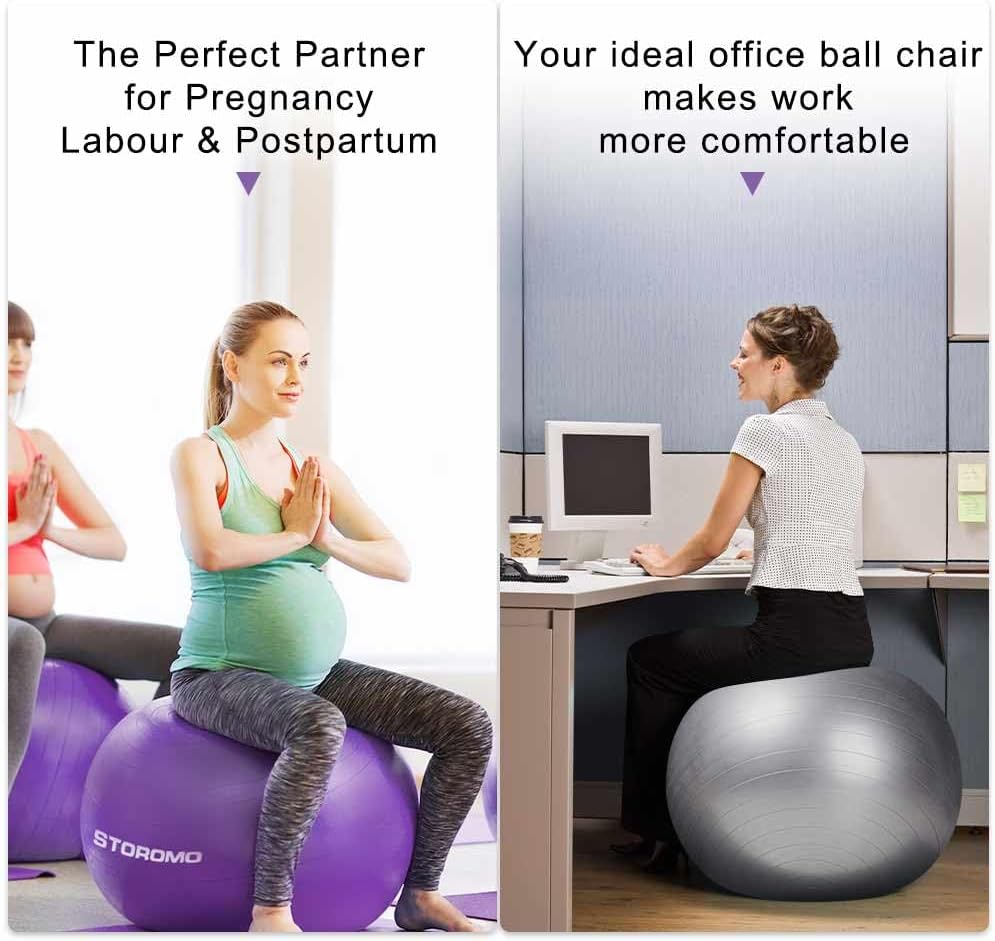 Miniatura 5 de Pelota de ejercicio de embarazo antiestallido, pelota de estabilidad de alta capacidad de peso para yoga, pilates y apoyo laboral, pelota de fitness