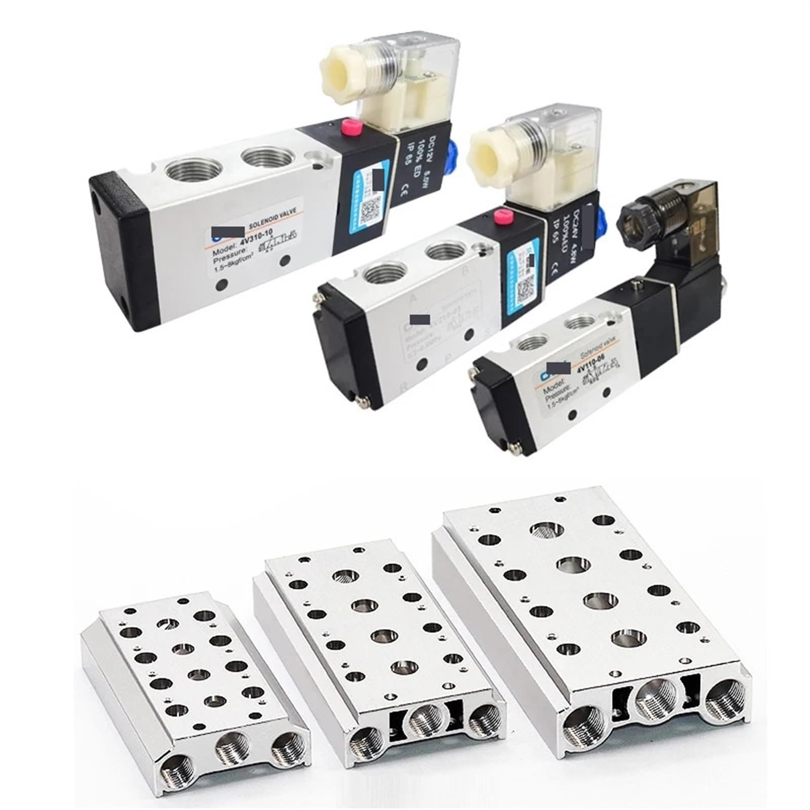 Zylindersteuermagnetventil 4V210-08 Gruppe Zwei-Positionen-Fünfwege-Gruppenventile DC12V DC24V AC220V AC110V Verteiler Bbase 1 2 F(4V210-08 2F,AC220V)
