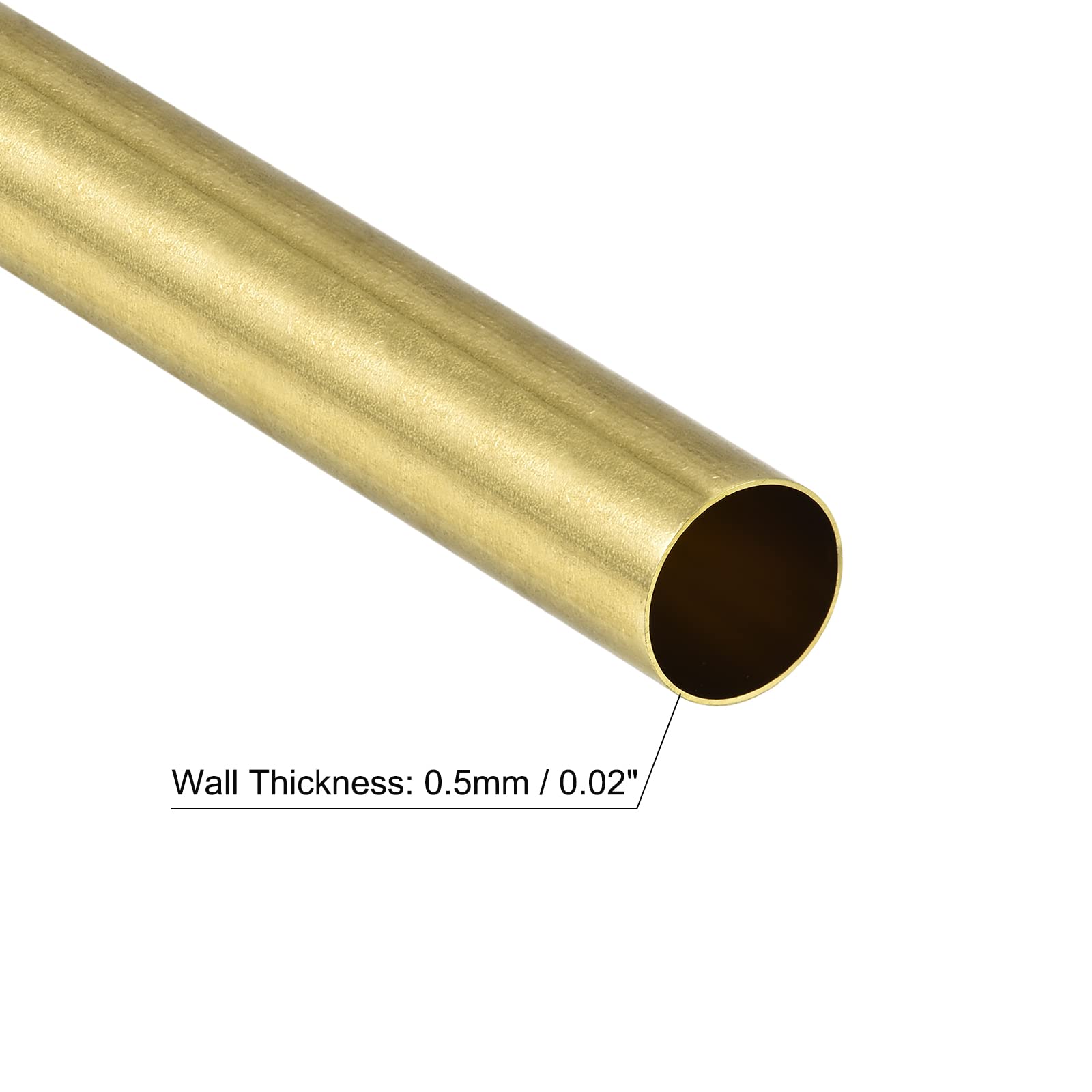 sourcing map Mosiężna rura okrągła 16 mm średnica zewnętrzna 0,5 mm grubość ścianki 200 mm długość rury