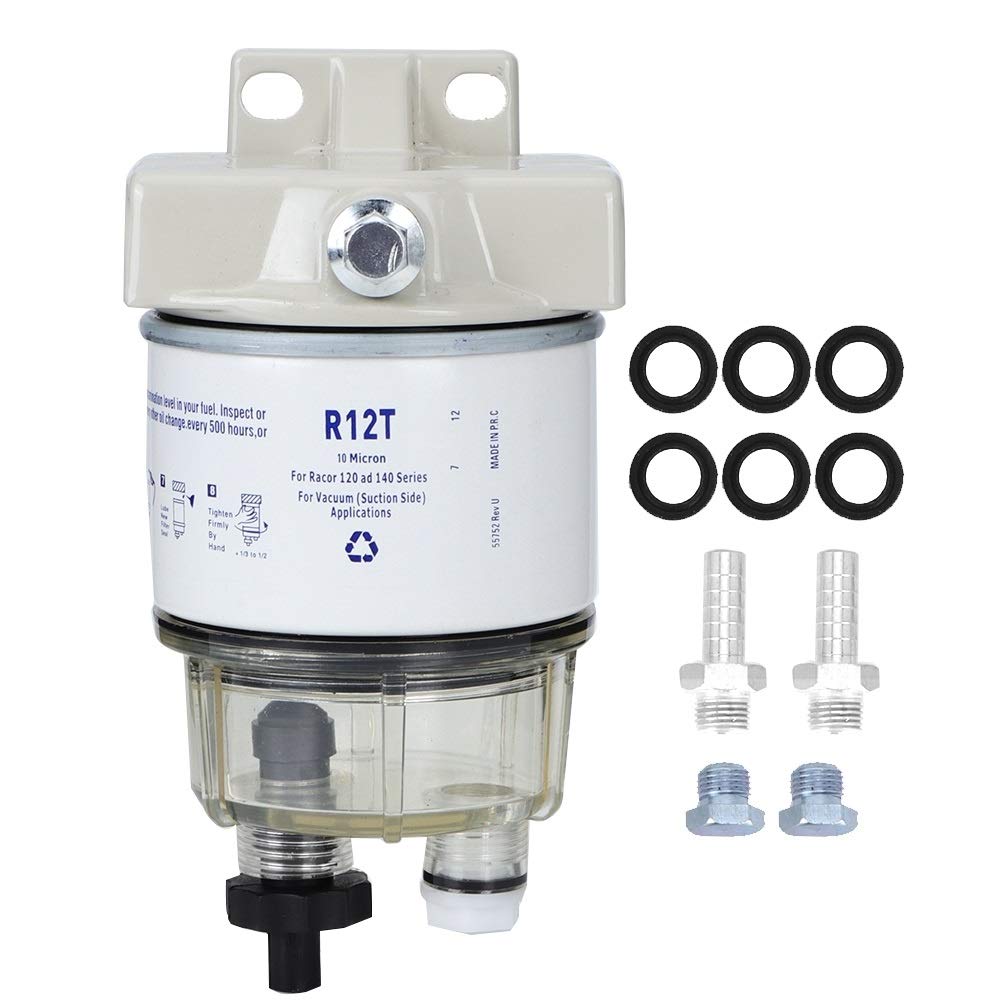 Dingln Fuel Water Separator,R12T Boat Marine Rotation Fuel Filter Water Separator, Separator Marine Fuel Filter Fits For Speedboat