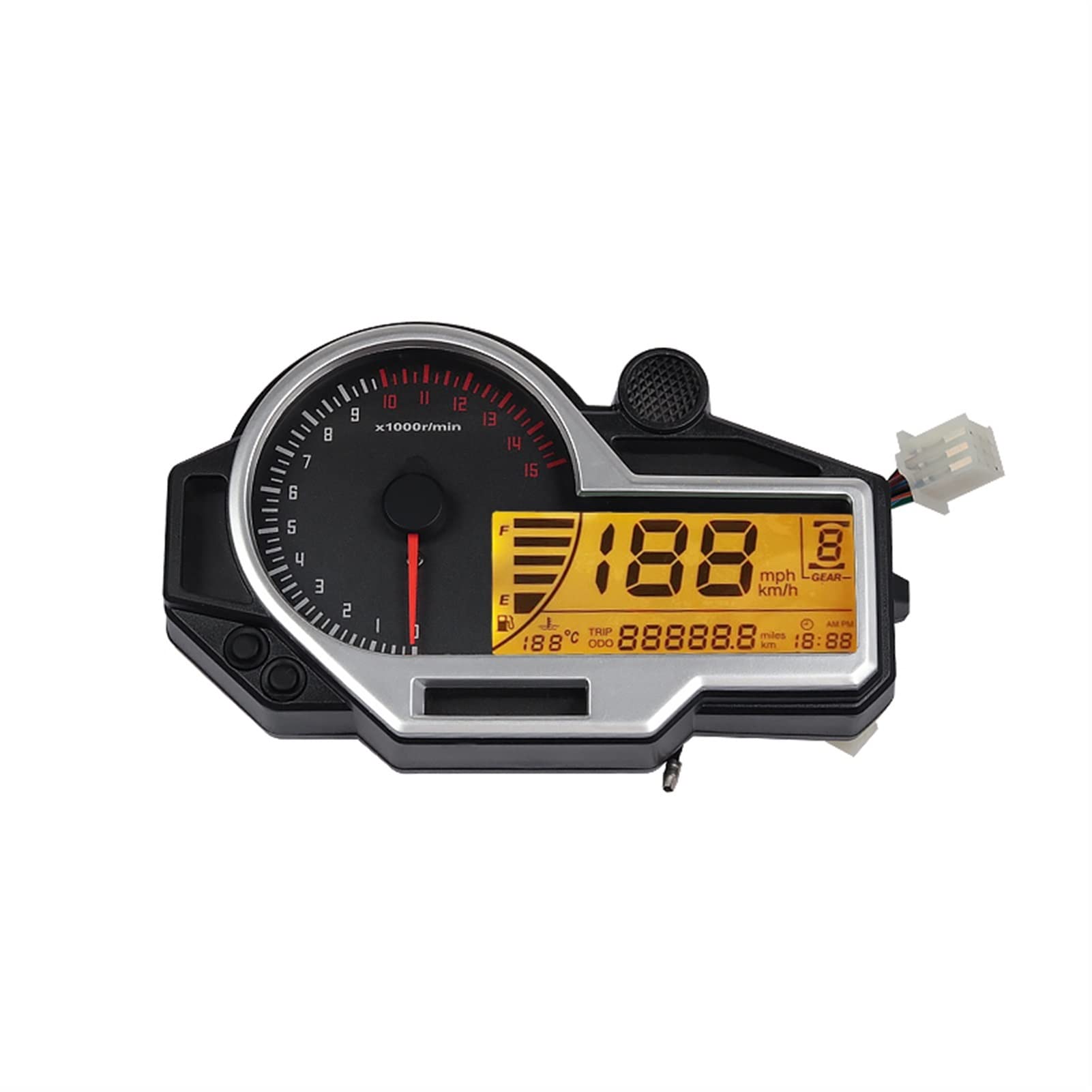 Contachilometri universale for motociclette da 1, 2 e 4 cilindri, contagiri da 15000, misuratore di temperatura, tachimetro, display della marcia N-6 Misuratore per motociclette