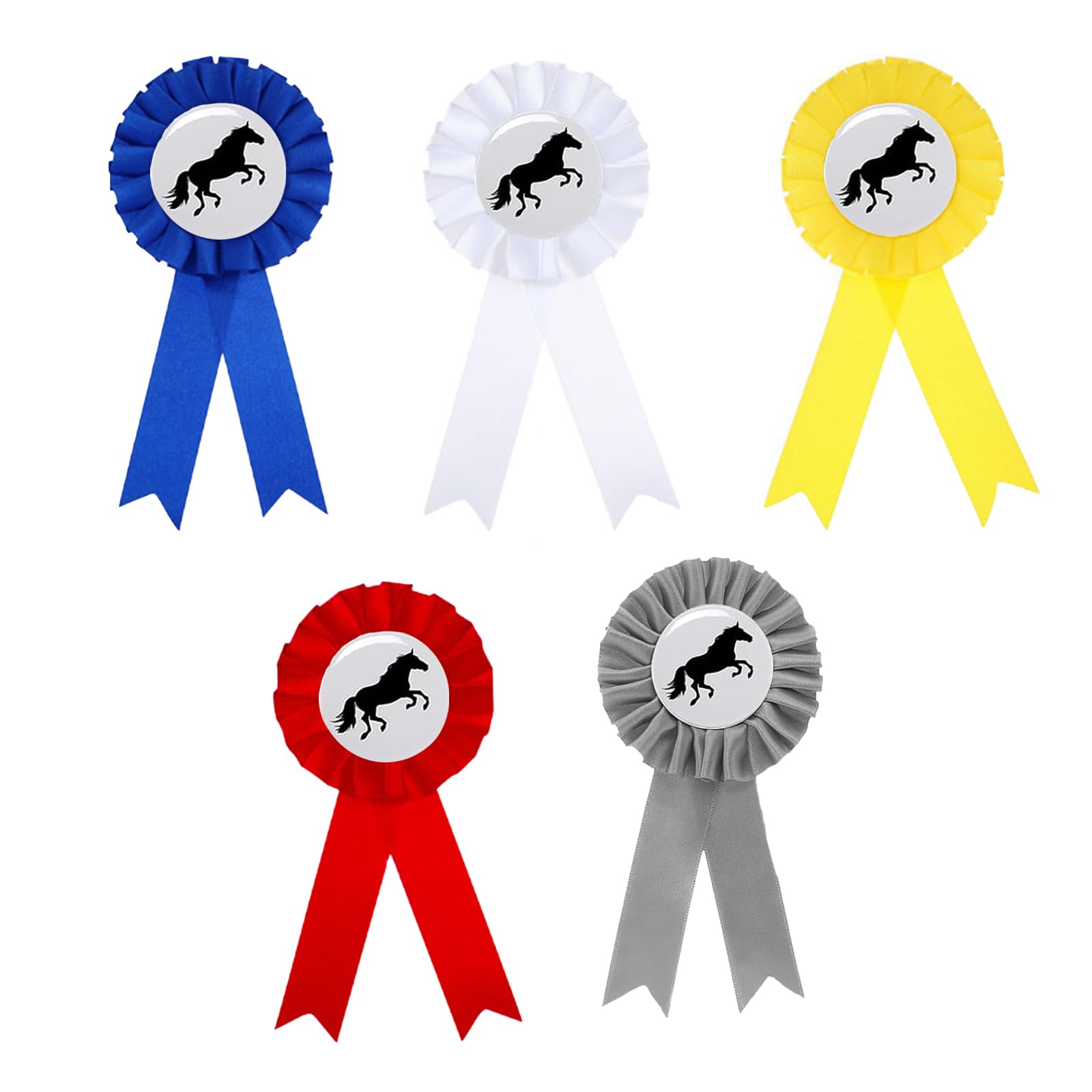 5 Piezas Insignias Hobby Horse 5 Colores Caballo Balancin Caballo Juguete Ideales para Niños Aficionados a la Equitación Eventos Deportivos Concursos Talento y Decoración Fiestas