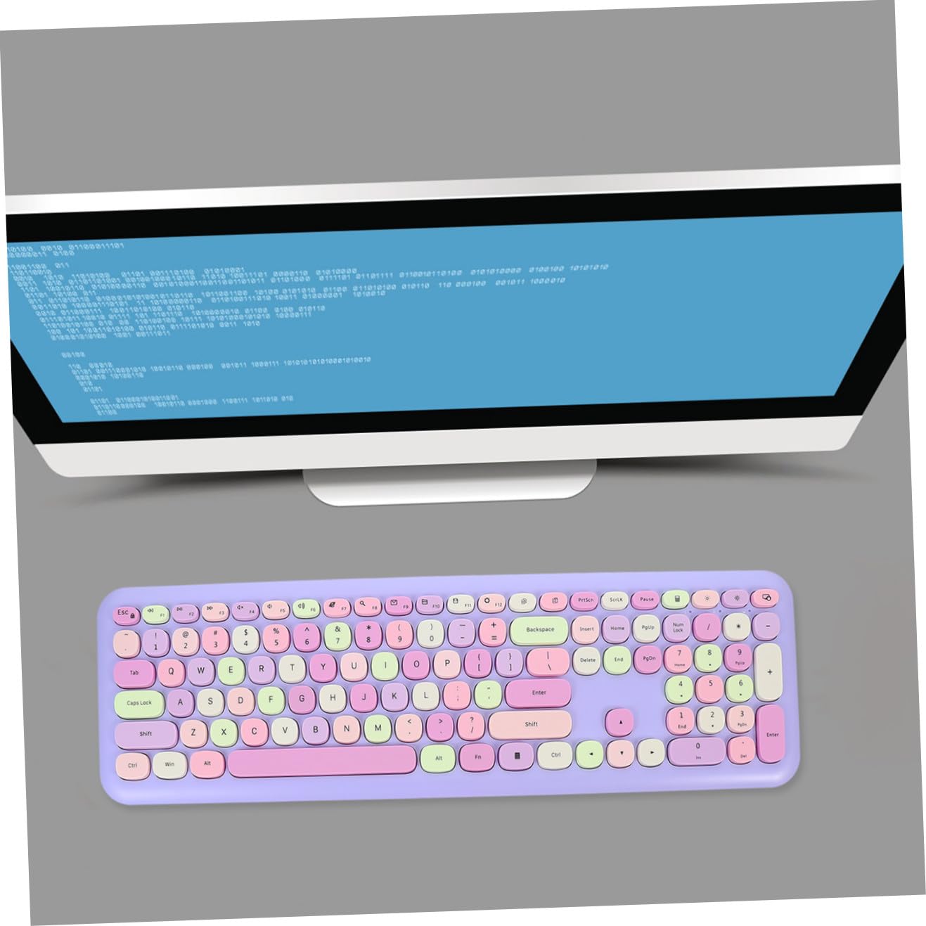 DOITOOL Pack Teclado y Ratón Inalámbrico Material Escolar de Oficina Diseño Ergonómico 110 Teclas Compatibles Portátil y Pc
