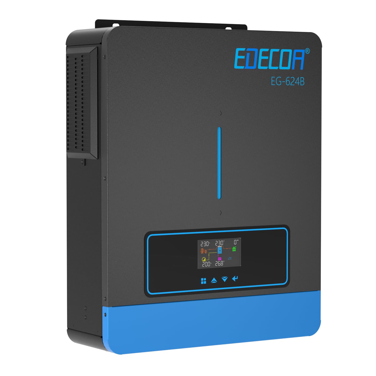 EDECOA Inverter ibrido 6200 W 48 V 230 V caricatore solare MPPT 120 A Pur Sinus 60-500 Vdc Off-Grid BMS Comunicazione Caricabatterie Priorità di rete Regolatore di carica solare (compatibile con WiFi)