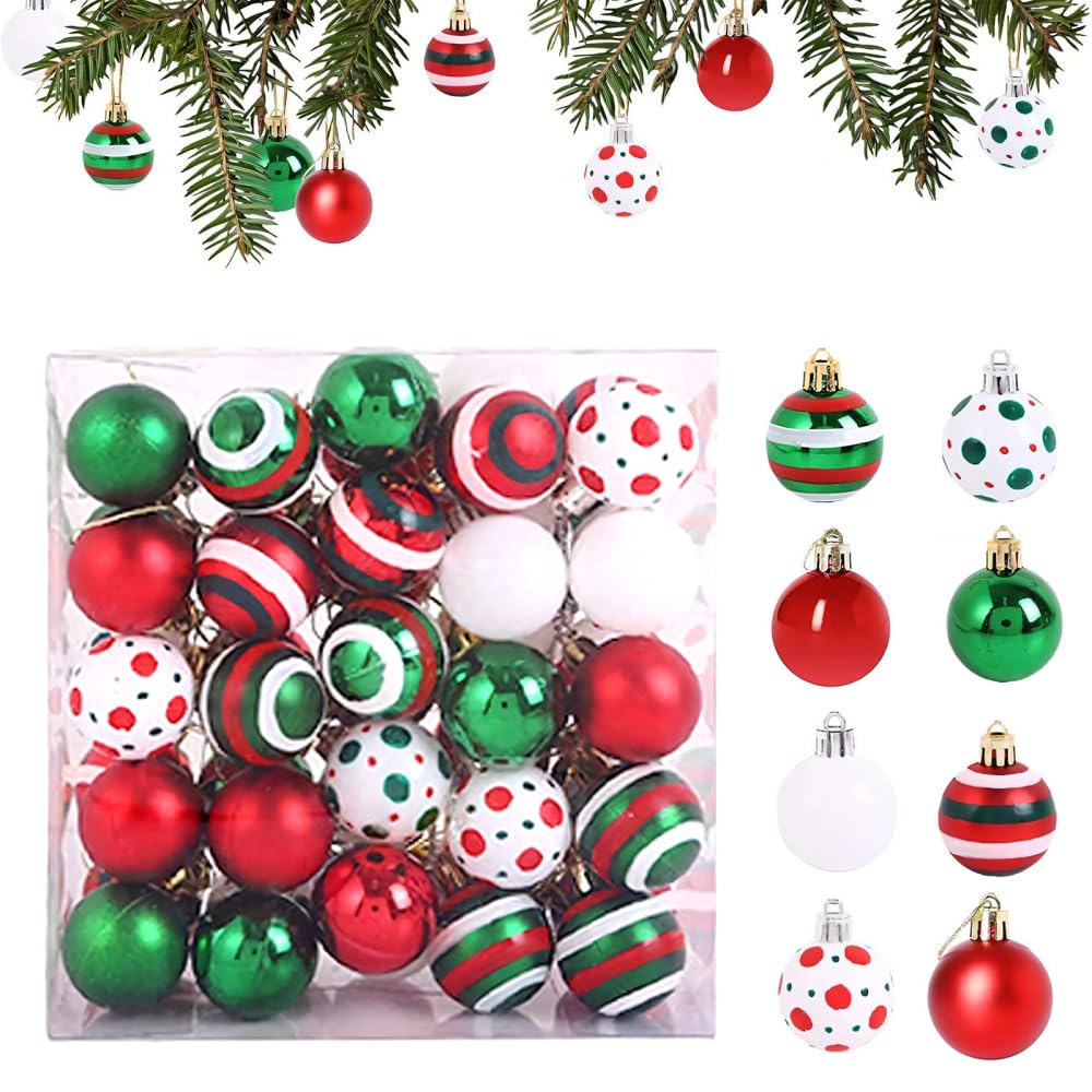 Weihnachtskugeln, 50 Stück Mini Weihnachtsbaumkugeln, Robuste Christbaumschmuck zum Aufhängen für Den Innen- und Außenbereich, Geeignet für Hochzeiten, Geburtstagsfeiern und Andere Dekorationen