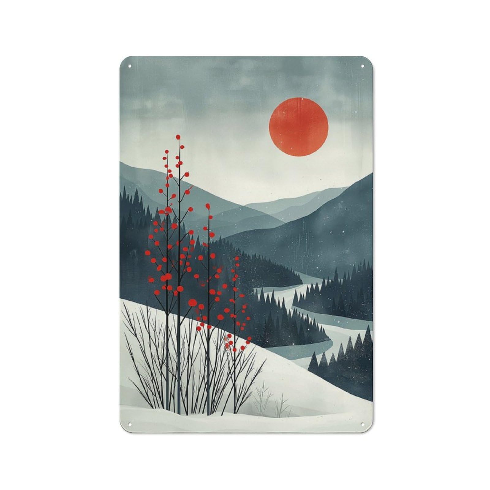 Junmoney Tranquil Nordic Canvas Tin Wall Plaque 30X20cm With For Pub Or Café, With Clear Vintage Wall Decor Character